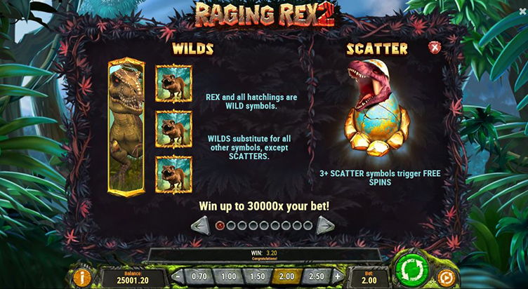 Raging Rex 2 wilds and scatter symbols