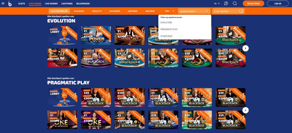 Betnation live casino spellen