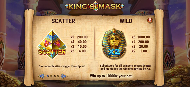 King's Mask wild and scatter symbols