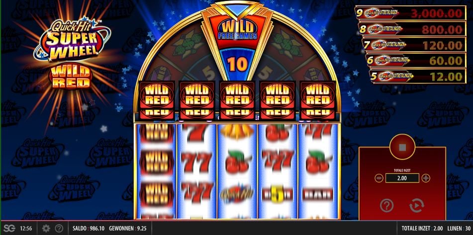 Quick Hit Super Wheel Wild Red slot free spins bonus wild