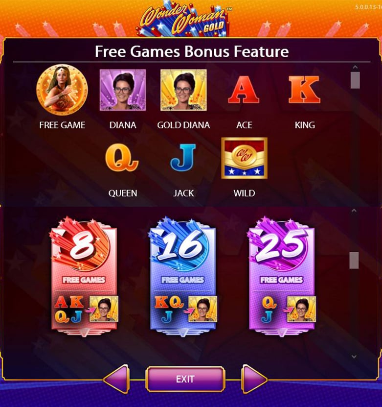Wonder Woman Gold free games bonus feature