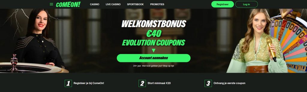 ComeOn! Casino welkomstbonus Evoltion coupons