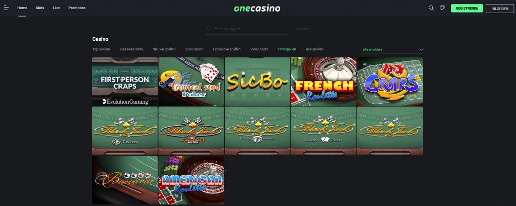 OneCasino tafelspellen