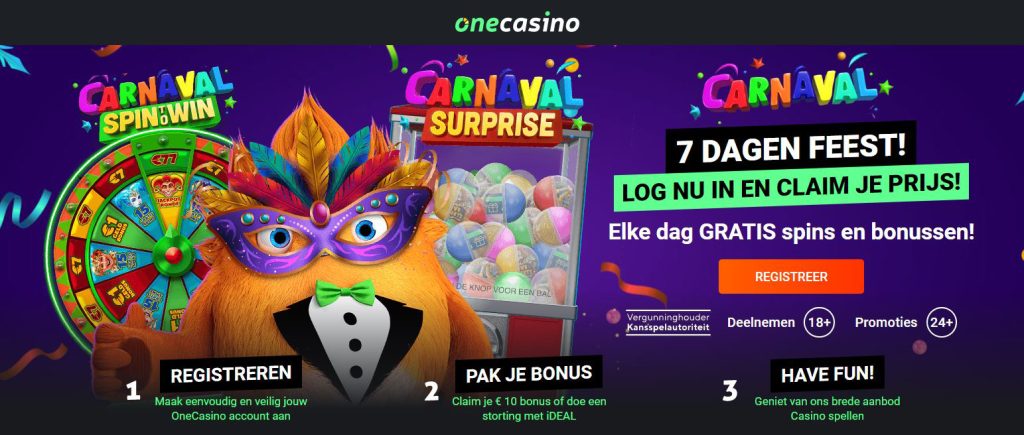 OneCasino carnavalsbonus registratie