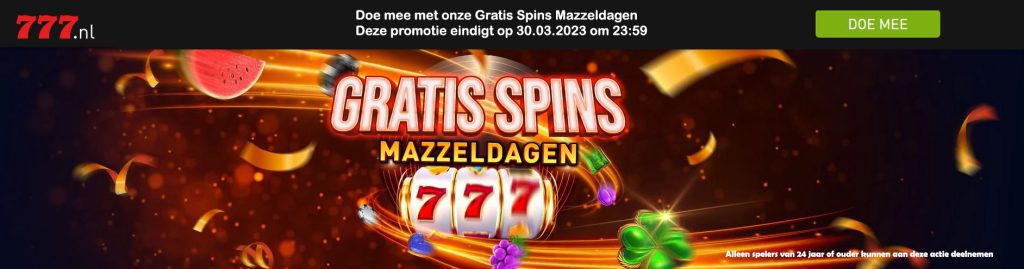 Casino777 Gratis Spins Mazzeldagen registratie