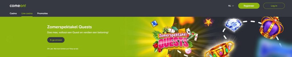 ComeOn! Casino Zomerspektakel Quest inlog