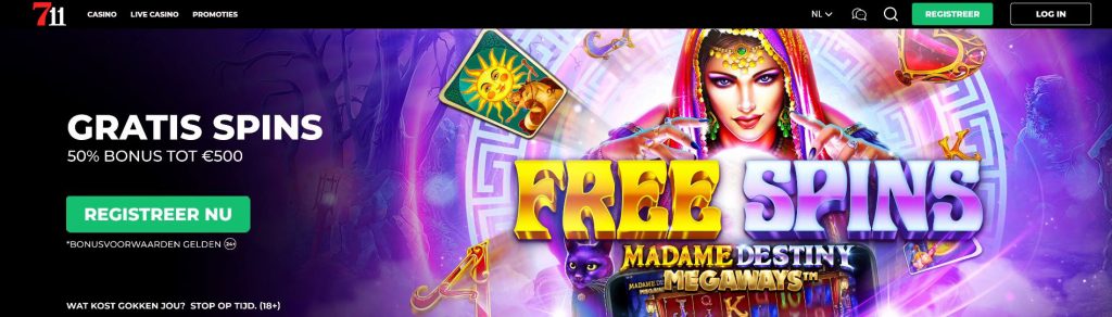 711 Casino gratis spins bonus inlog