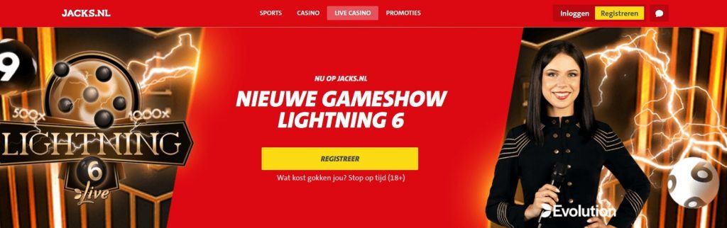 Jacks.nl live Lightning 6 Evolution inlog