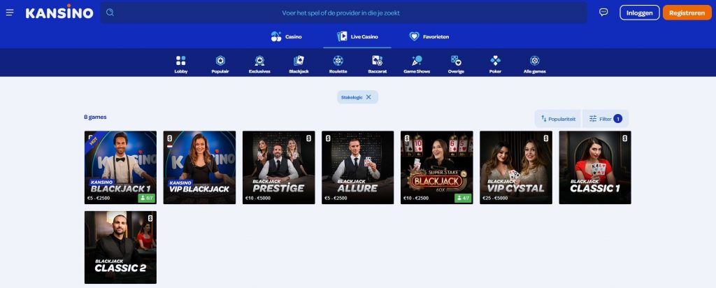 Kansino Stakelogic Live bonus tool inlog