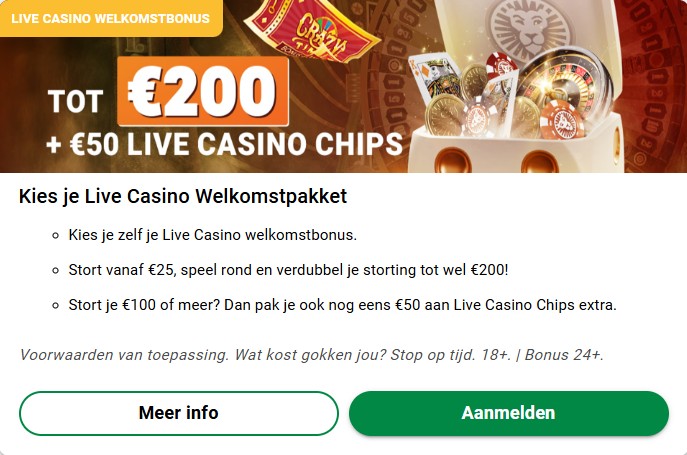 LeoVegas live casino welkomstbonus