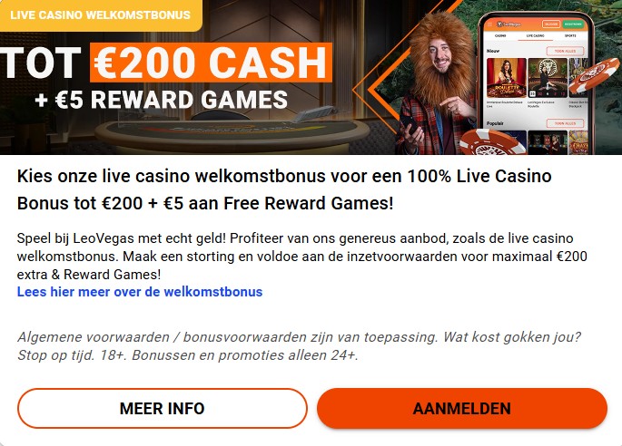 LeoVegas live casino welkomstbonus