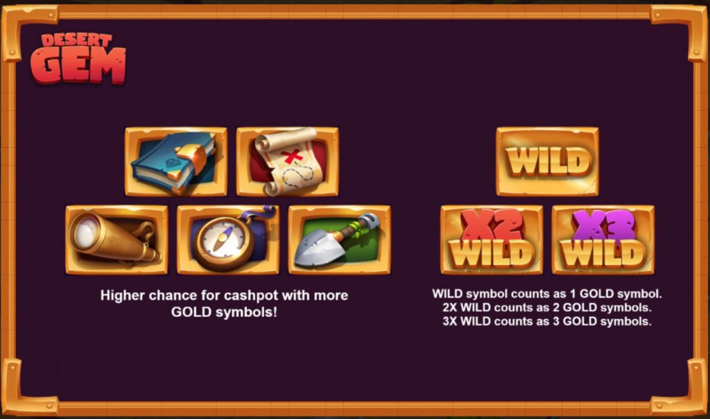 Desert Gem bonus jackpots multipliers