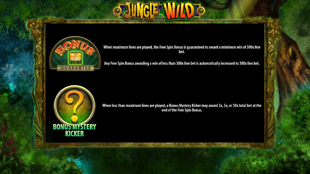 Jungle Wild bonus guarantee and mystery kicker