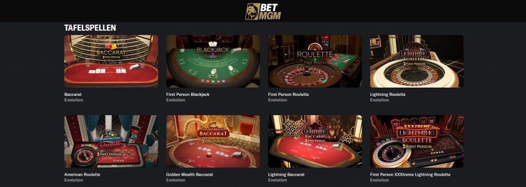 BetMGM tafelspellen