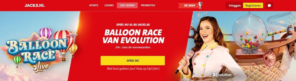 Jacks.nl Balloon Race Live Casino inlog