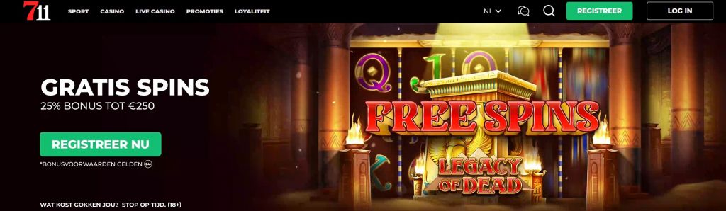 711 Casino Gratis Spins Bonus Legacy of Dead inlog