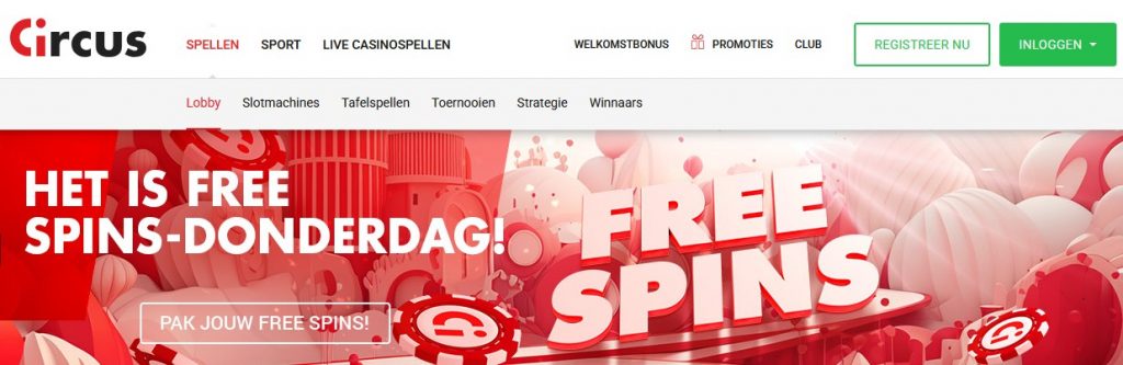 Circus donderdag free spinsdag inlog