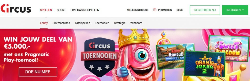 Circus Casino Pragmatic Play-toernooi inlog