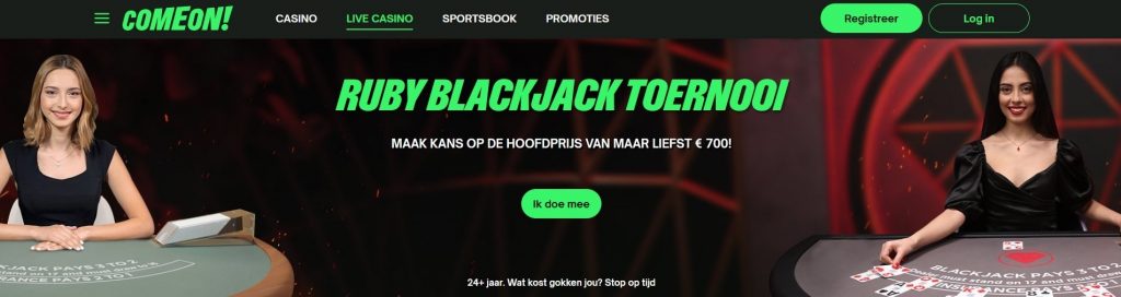 ComeOn! Casino Ruby Blackjack Toernooi inlog