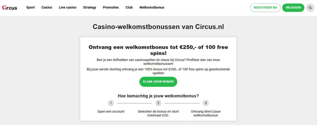 Circus welkomstbonussen