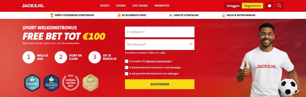 Jacks.nl Free Bet sports welkomstbonus inlog