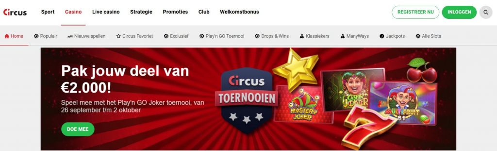 Circus Casino Play'n GO Toernooi inlog