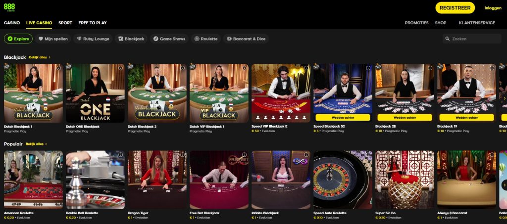 888 Casino Live Casino spellen