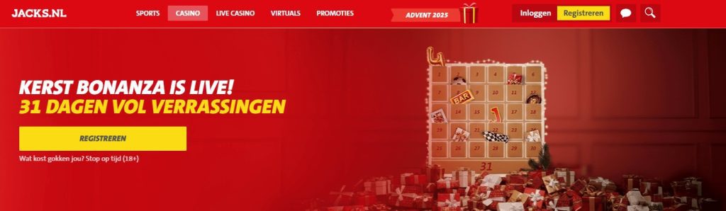 Jacks.nl Kerst Bonanza Advent 2025 inlog