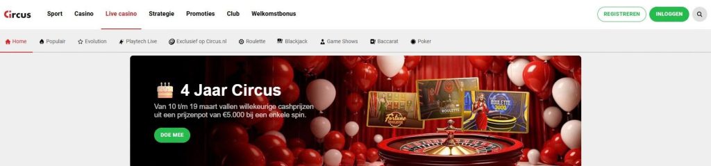 Circus Casino 4 jaar inlog