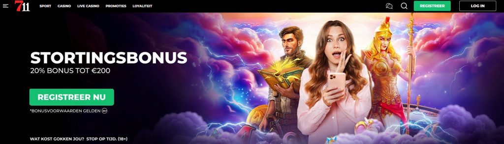 711 Casino Stortingsbonus 20 procent bonus inlog