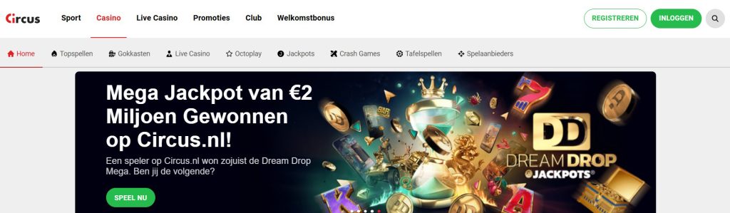 Circus Casino Dream Drop Jackpot inlog